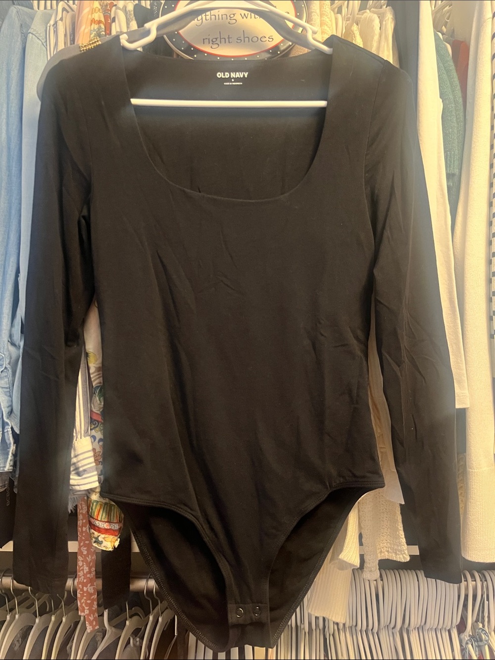 Old Navy Black Long-Sleeve Scoop-Neck Bodysuit